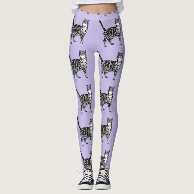 Tabby katt Coola Animal Black and Puple Leggings (Framsida)
