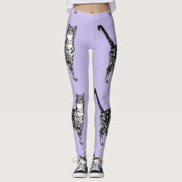 Tabby katt Coola Animal Black and Puple Leggings
