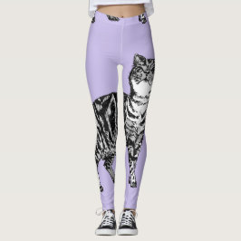 Tabby katt Coola Animal Black and Puple Leggings