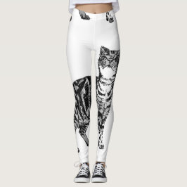 Tabby katt Coola Animal Black & White Leggings