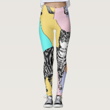 Tabby katt Coola Animal Pestel Harlequin Leggings