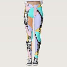 Tabby katt Coola Djurpastel Harlequin Leggings
