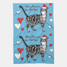 Tabby katt Coola jul Cat Tea Towel Kökshandduk
