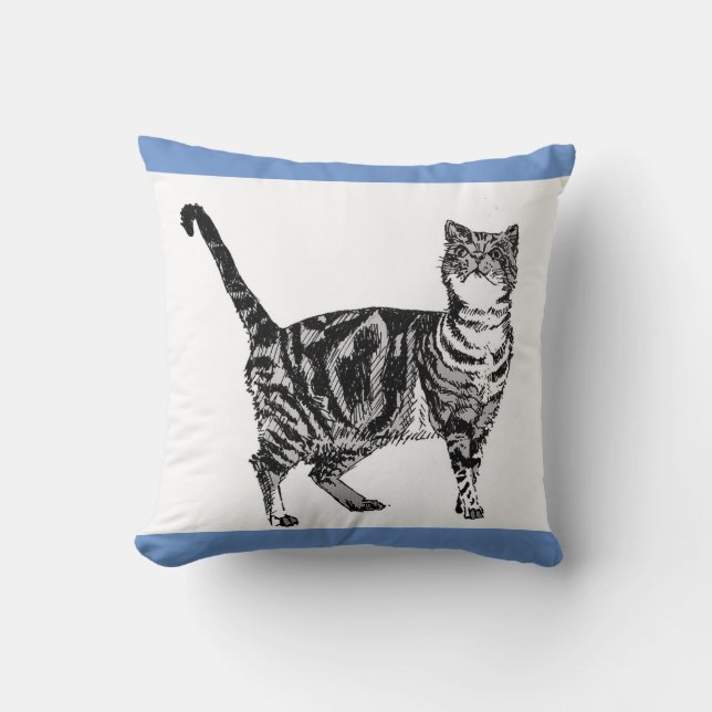 Tabby katt Cushion Kudde (Framsida)