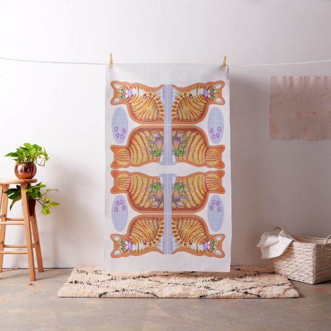 Tabby katt Dancing Mice Pillow Spegel Bilder Tyg (In Situ)