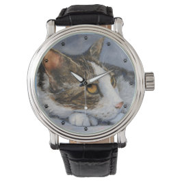 Tabby katt Fine Art Armbandsur