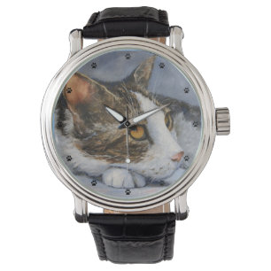 Tabby katt Fine Art Armbandsur