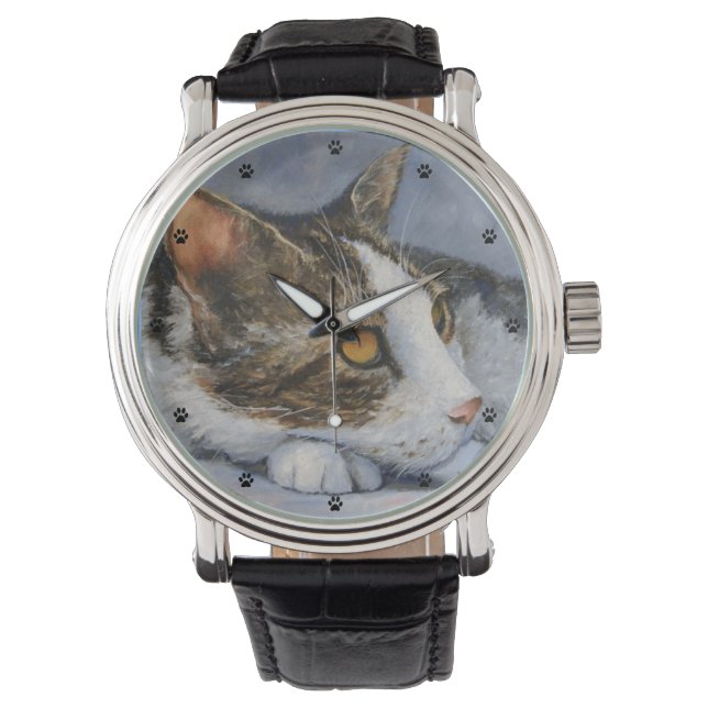 Tabby katt Fine Art Armbandsur (Framsida)