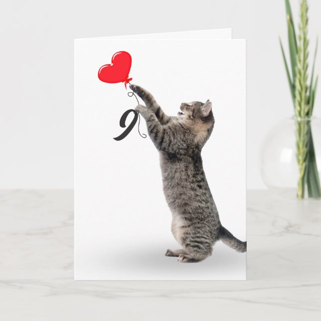 Tabby katt för 9:e födelsedagskort kort (Framsida)