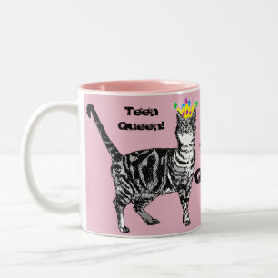 Tabby katt Funny Tonåring drottningkattflickor Mug Två-Tonad Mugg