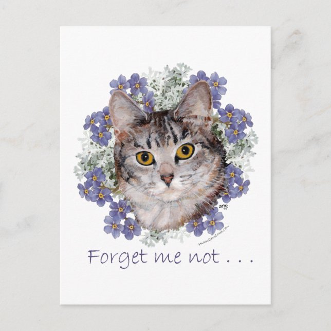 Tabby Katt Glömm-Mig-Inter Vykort (Framsida)