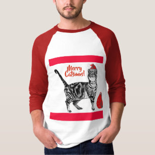 Tabby katt God jul Catsmus Red Funny Cats T Shirt