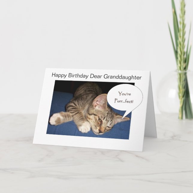 Tabby katt Granddotters Personlig Birthday Kort (Framsida)