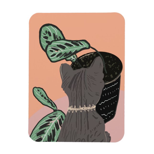 Tabby katt Grått Plants Tacks Magnet (Vertikal)