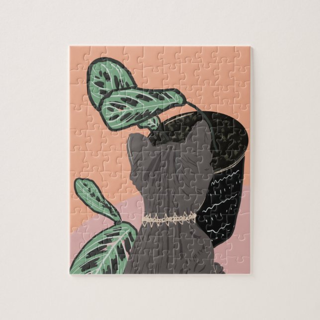 Tabby katt Grått Plants Tacks Pussel (Vertikal)