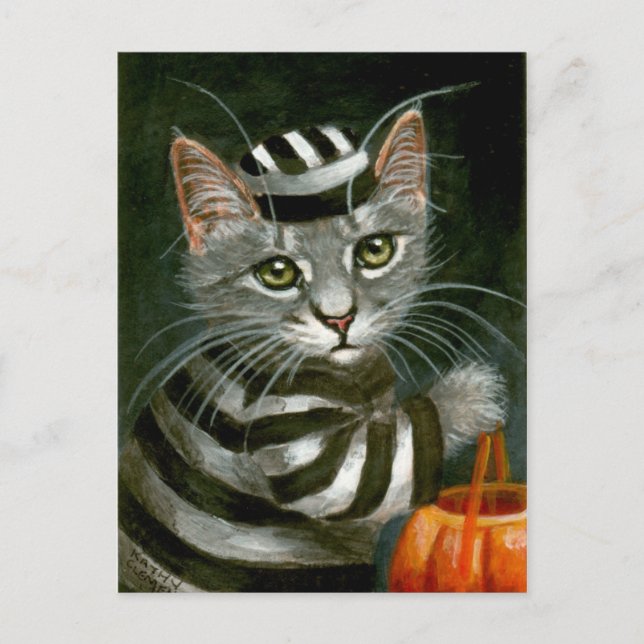 tabby katt Halloween-fångvaktkort Vykort (Framsida)