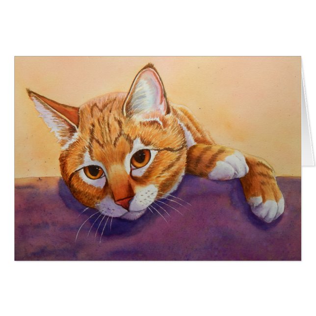 Tabby katt hälsningskort (Framsidan Horizontal)