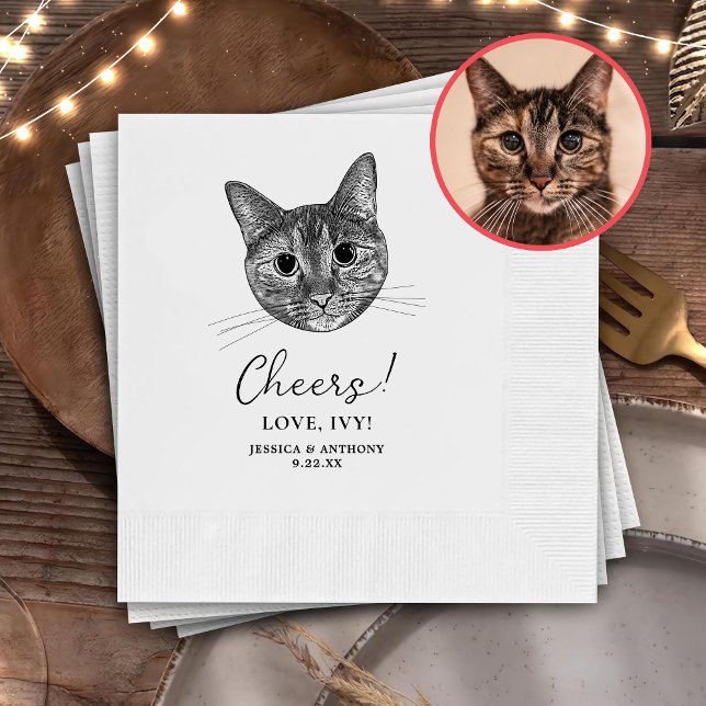 Tabby katt Hand Teckning Personlig Cheers Pappersservett (Skapare uppladdad)