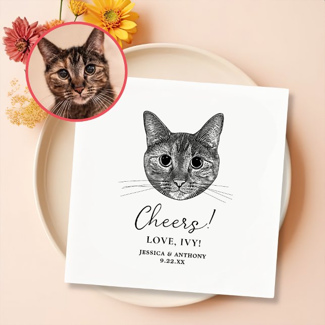 Tabby katt Hand Teckning Personlig Cheers Pappersservett (Skapare uppladdad)
