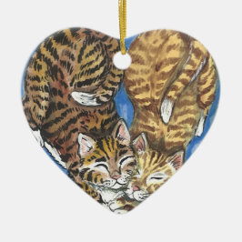 Tabby katt Heart Julafton Valentine Memorial Ornam Julgransprydnad Keramik