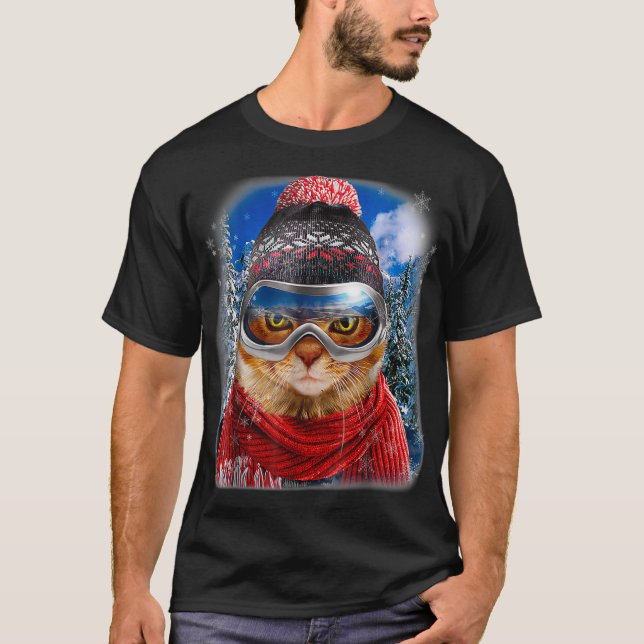 tabby katt i Bäran Winter Ski Snowboarding Sport  T Shirt (Framsida)