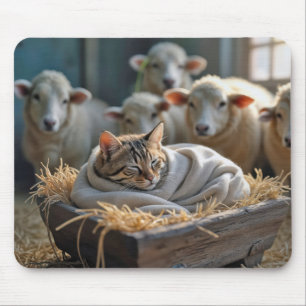 Tabby katt i Barn Manger Musmatta