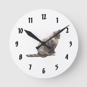 Tabby katt i Brunius skuggor Rund Klocka