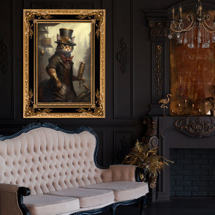 Tabby katt i en AI-genererad steampunk Poster