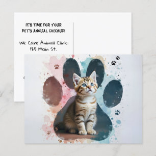 Tabby katt i en direktutskrift vykort