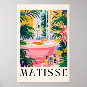Tabby katt i ett badkar, en flott badmurskonst, M Poster