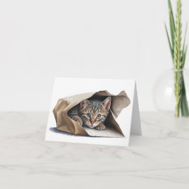 Tabby katt i Papper flagg Anteckningskort