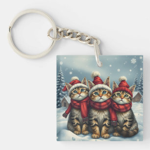 Tabby katt i Preppy Winter Attire och Hat Winter