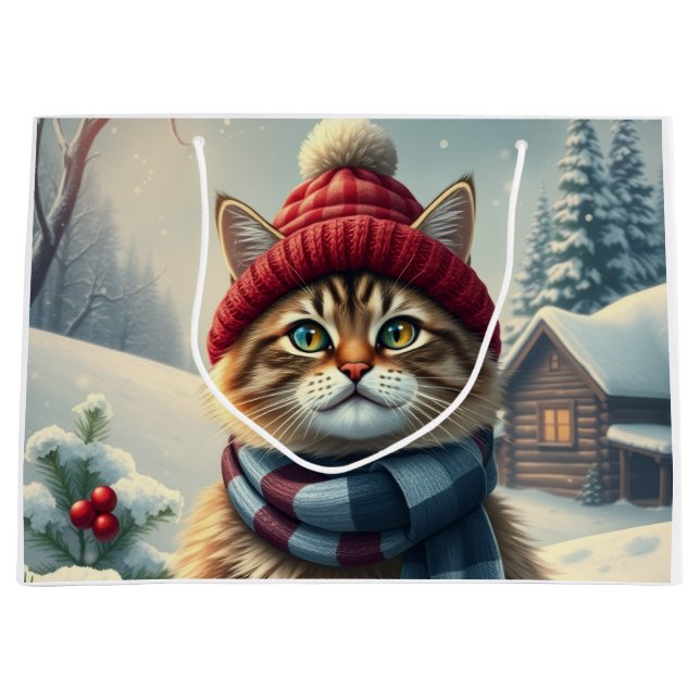 Tabby katt i Preppy Winter Attire och Hat Winter (Framsidan)