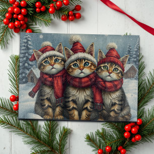 Tabby katt i Preppy Winter Attire och Hat Winter