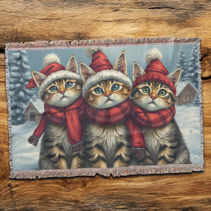 Tabby katt i Preppy Winter Attire och Hat Winter Filt