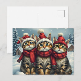 Tabby katt i Preppy Winter Attire och Hat Winter Helg Vykort