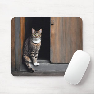 Tabby katt i Shed Doorway Musmatta