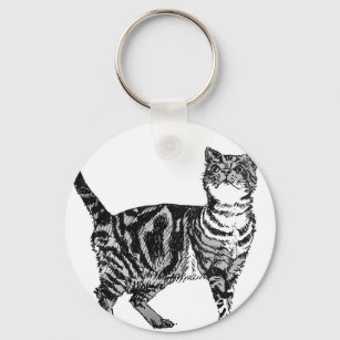 Tabby katt illustration Cute Cats Tabbies Gift Nyckelring