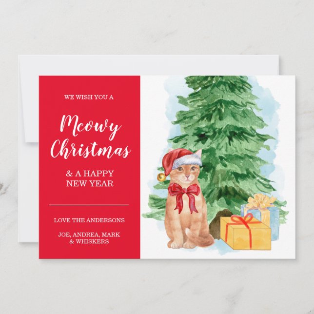 Tabby katt Indyr jultomtkort Kort (Framsida)