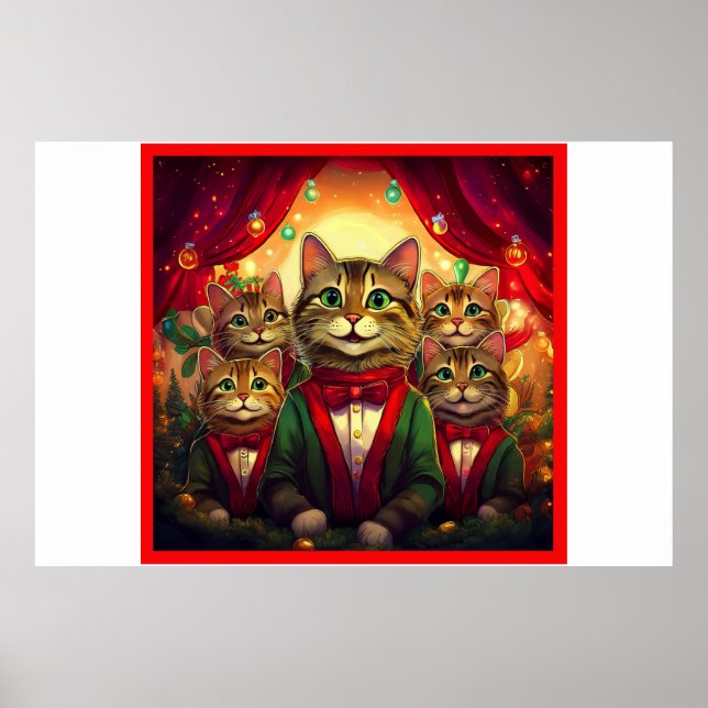 Tabby katt jul Choir Poster (Framsidan)