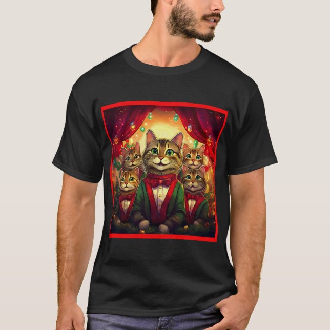 Tabby katt jul Choir T Shirt (Framsida)