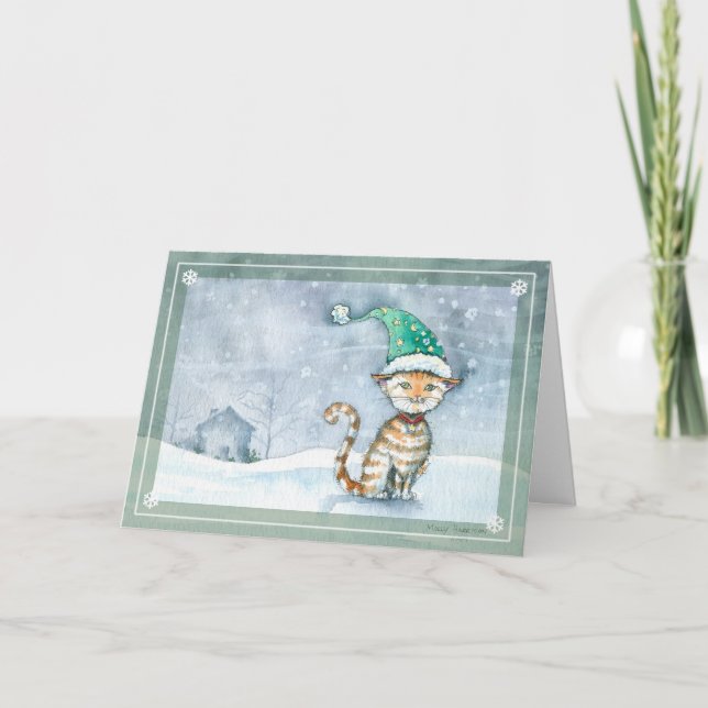 Tabby katt julkort för Helgdag från Molly Harrison Helgkort (Framsida)
