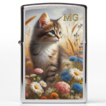 Tabby katt/Katt Lover Monogram Zippo Lighter