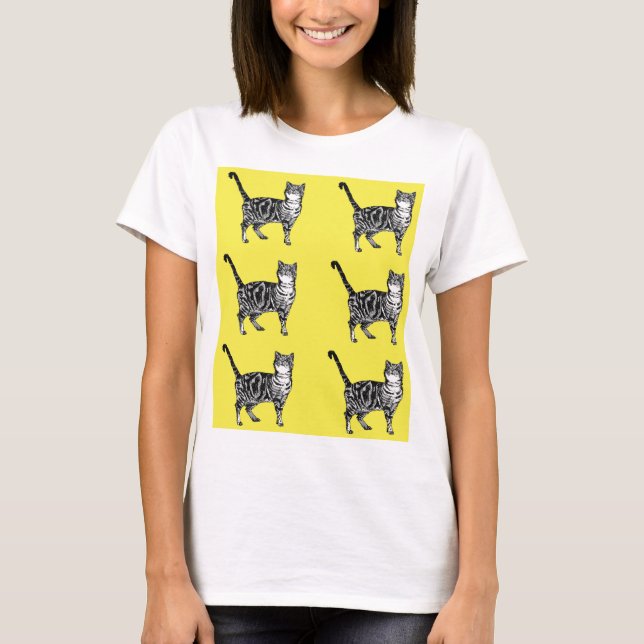 Tabby katt-katter, söta, stripade husdjur T-Shirt (Framsida)