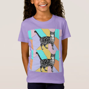 Tabby katt-katter, söta, stripade sällskapsdjur, f t shirt