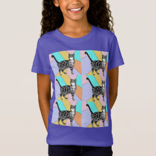 Tabby katt-katter, söta, stripade sällskapsdjur, f t shirt