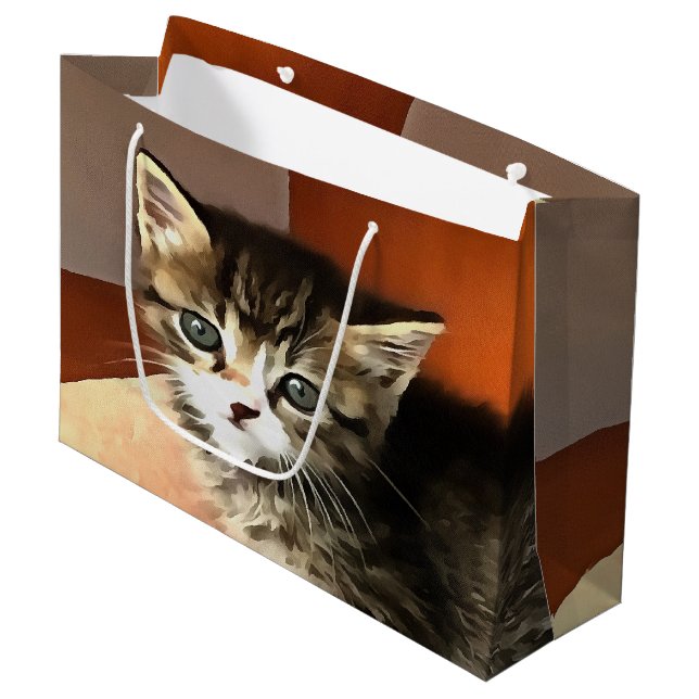 Tabby katt Kitten Pet Porträtt (Framsidan Vinklad)