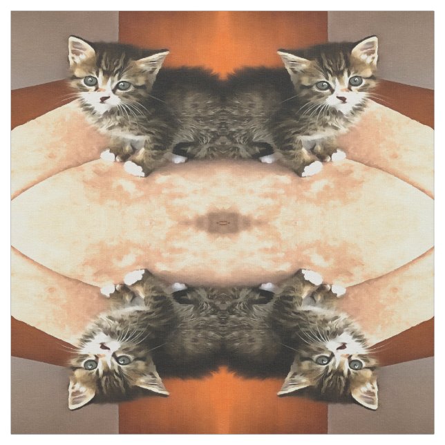 Tabby katt Kitten Pet Porträtt Tyg (Provkarta)