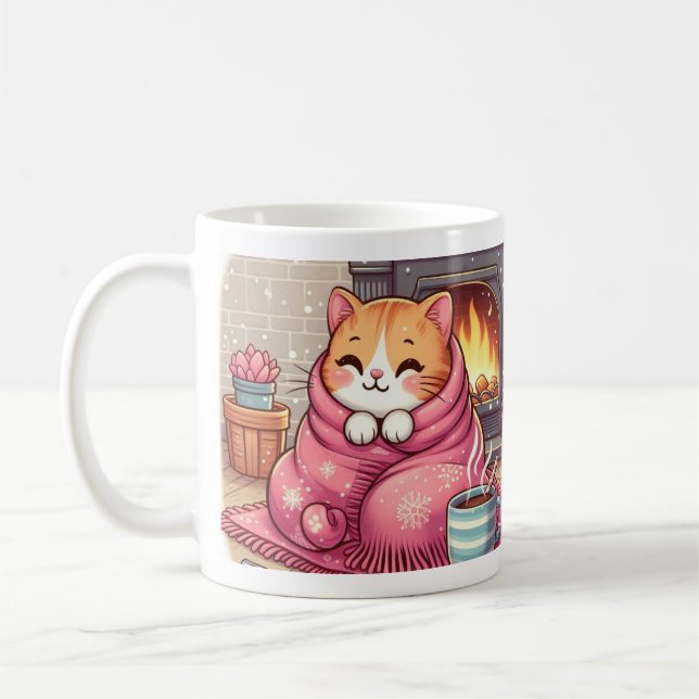 Tabby katt ler i Dikt-kaffe i Blanket Mugg (Vänster)