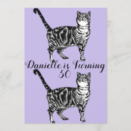 Tabby katt Lila Artikel 50:e födelsedagsinbjudan Inbjudningar